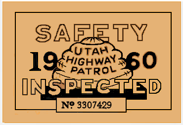 1960 Utah INSPECTION Sticker